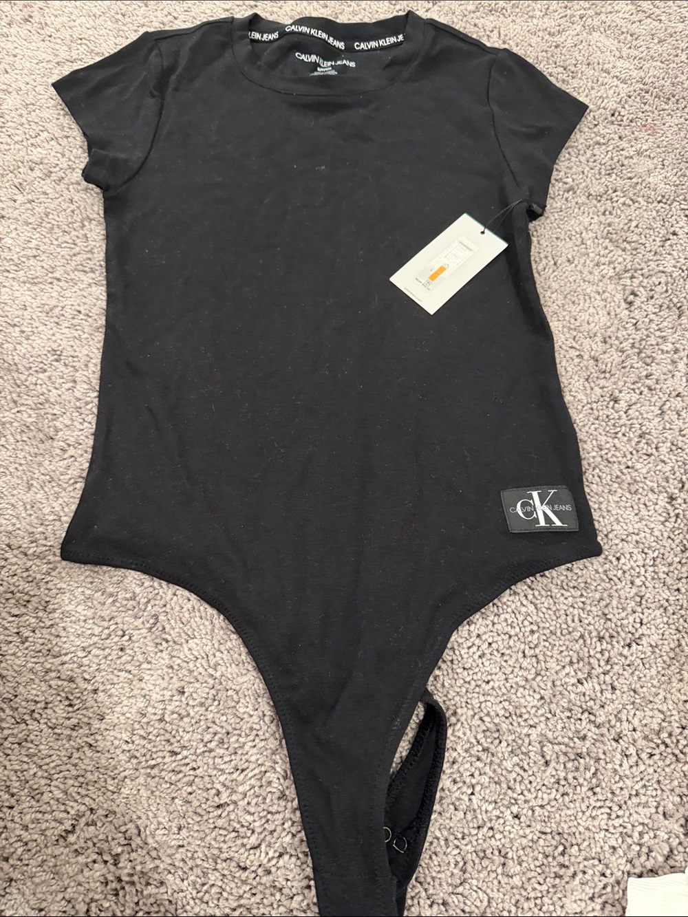 Calvin Klein Black Short-Sleeve Ribbed Bodysuit